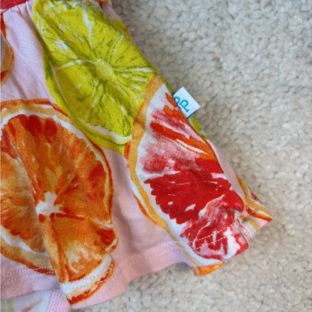 Posh Peanut Flutter Sleeve Twirl Bodysuit in a Citrus print - Picture 4 of 7